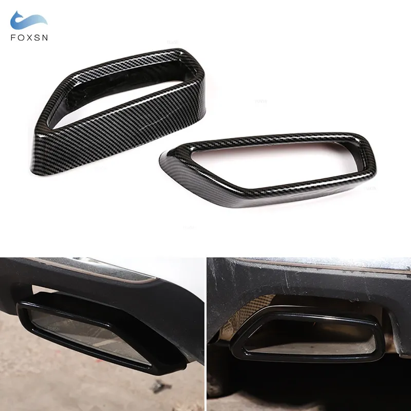 

Stainless Steel 2pcs Carbon Fiber Texture Car Tail Muffler Exhaust Pipe Output Cover Trim For BMW 5 6 Series GT G30 G38 G32