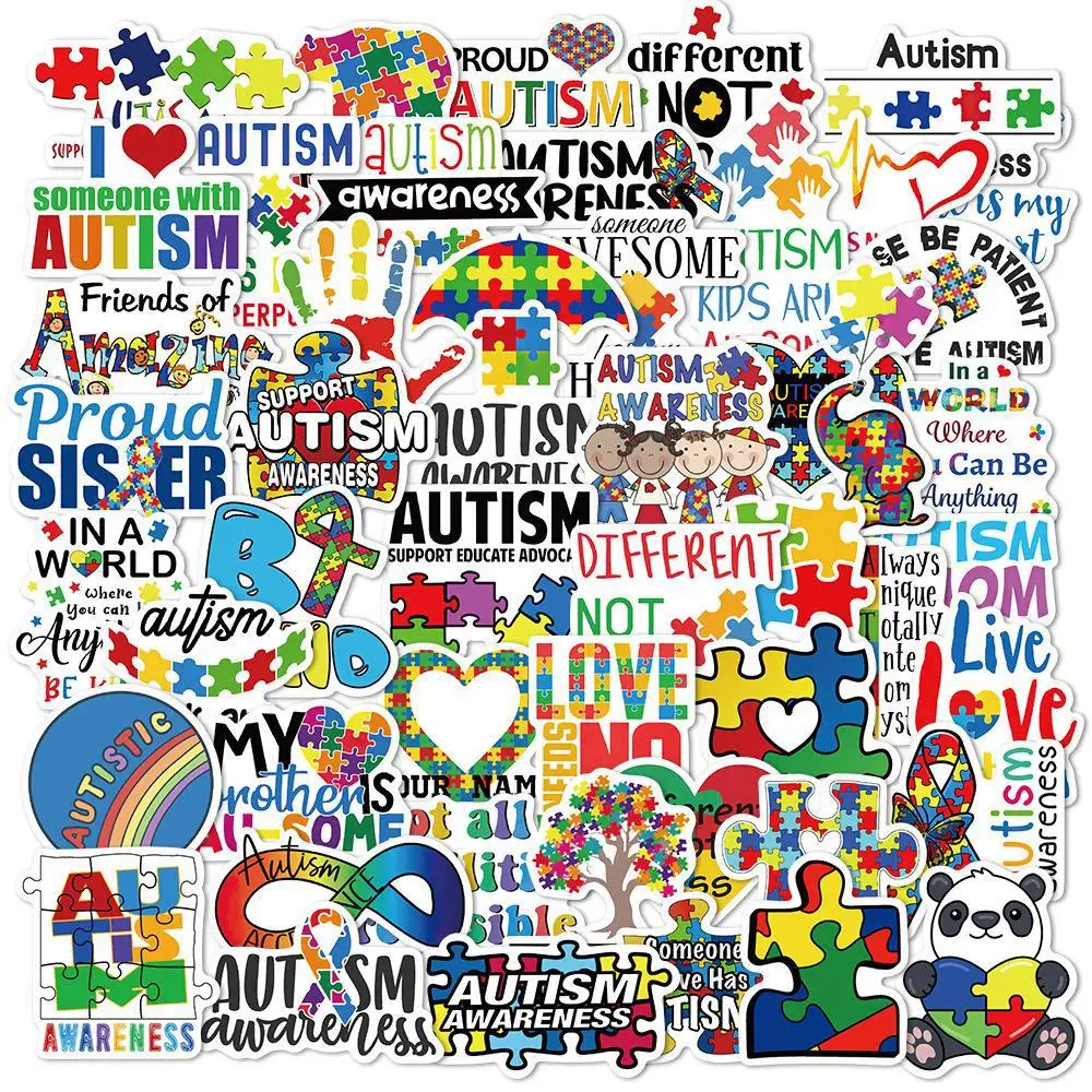 

10/30/50PCS Cool Popular Cartoon Caring Autism Stickers Pack Skateboard Guitar Decoration DIY Laptop PVC Graffiti Decal Wholesal