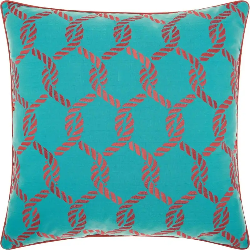 

Turquoise/Coral Outdoor Throw Pillow
