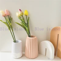 vase silicone mold concrete diy epoxy resin mold large round stripe pen holder design flower insert dried flower container