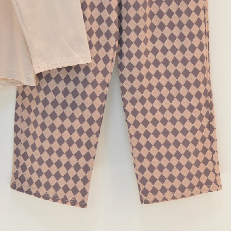 Пижамы Anzhiyou 2024 осенние мужские трикотажные однотонные пижамы из чистого хлопка с