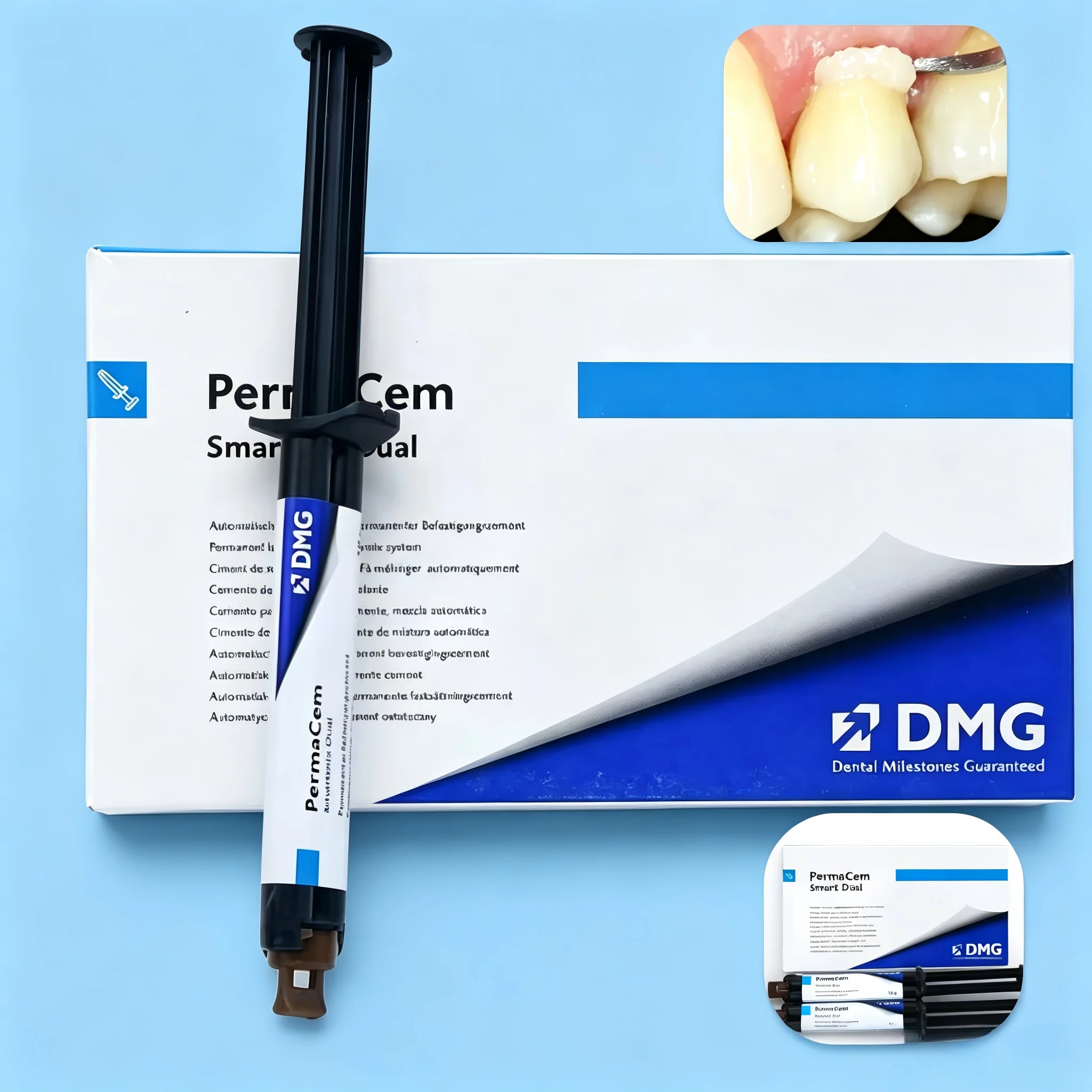Фото DMG PermaCem Smartmix Самоадгезивный цемент двойного отверждения 10 г, перманентный фиксирующий материал для коронок, мостов и вкладок №5