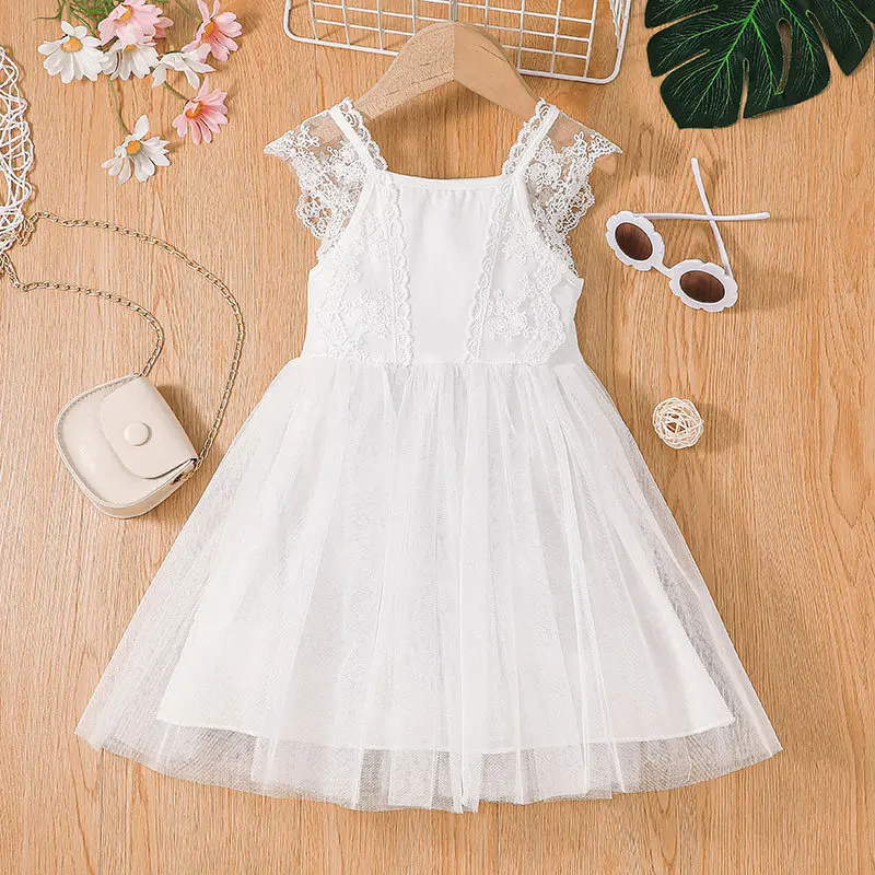 

Summer New Arrivals Girls Sleeveless O Neck Lace White Roupa Infantil Menina Cute Party Dress Custume 18M-6T