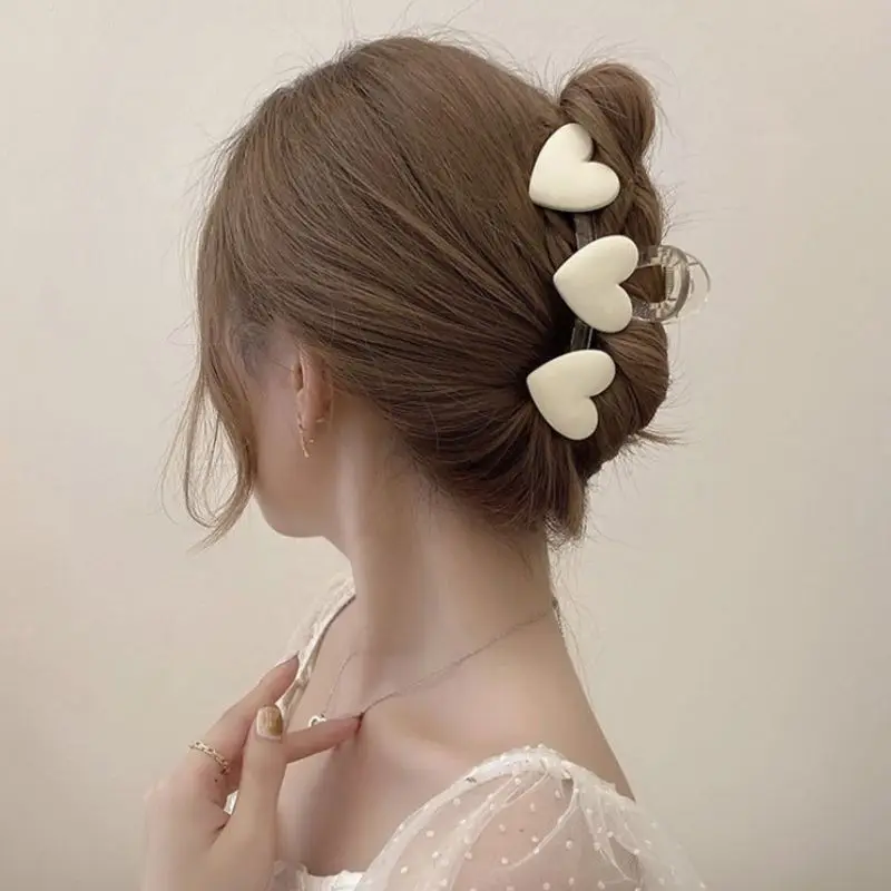 

Корейские акриловые заколки для волос в форме сердца, крабы, большие жемчужные Заколки для женщин и девушек, банная заколка, женский модный ...