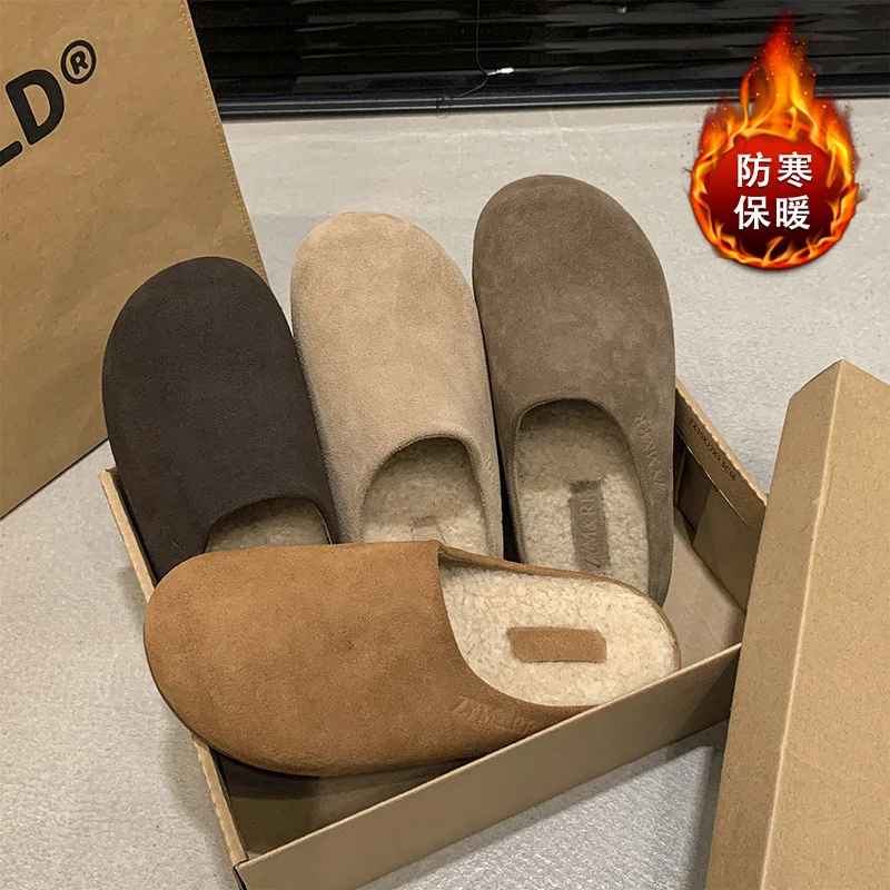 Кожаные полутапочки с головой Бао женская одежда новинка лета 2024 ретро-система