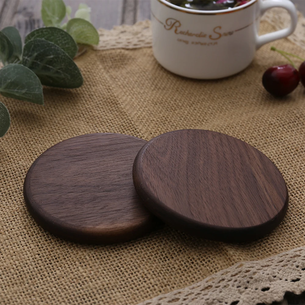 

1PC Wooden Coaster Tea Coffee Cup Pad Placemats Decor Walnut Wood Coasters Durable Heat Resistant Round Bowl Teapot Mat