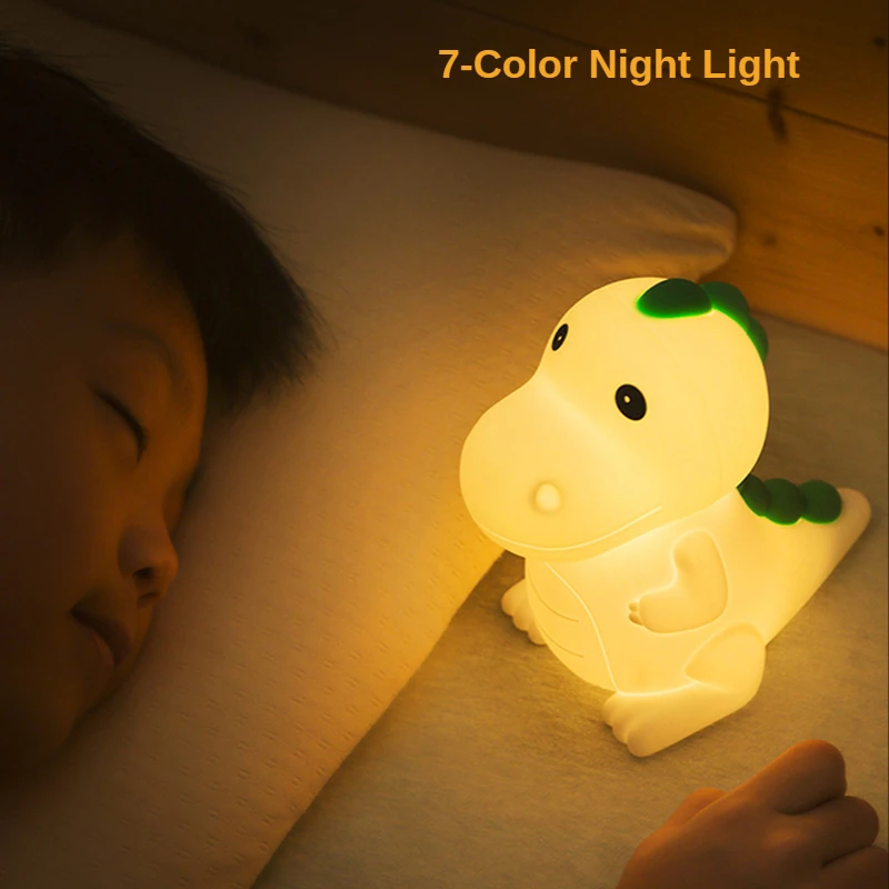 Cute Dinosaur Touch Silicone Lamp LED Night Light USB Rechargeable Dimming Table Lamp Bedroom Bedside Decor Kids Holiday Gift