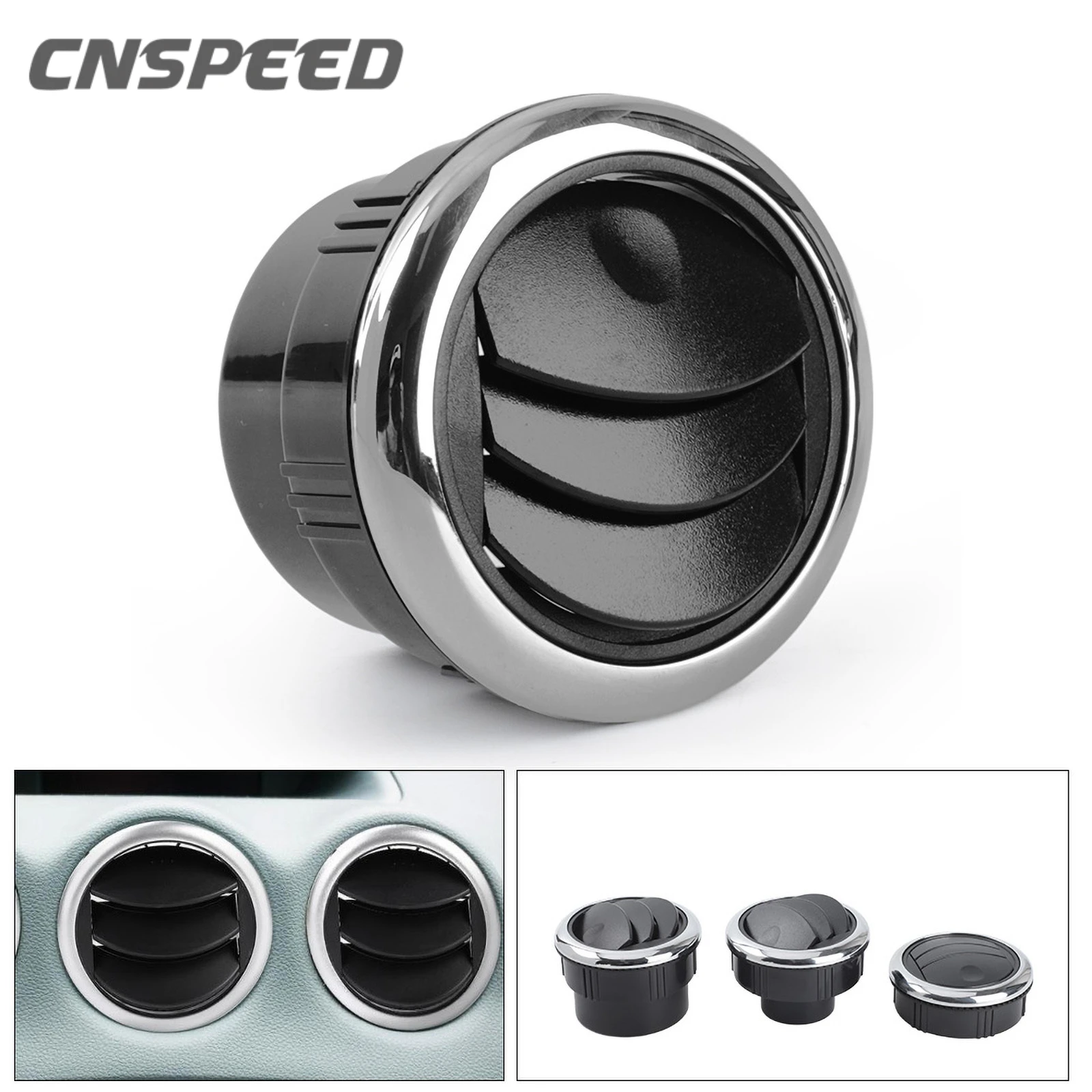 CNSPEED 80mm Universal Car Vent Dashboard Air Conditioning Vent Deflector Knob Type Rotation Air Outlet Vent for Camper Caravan