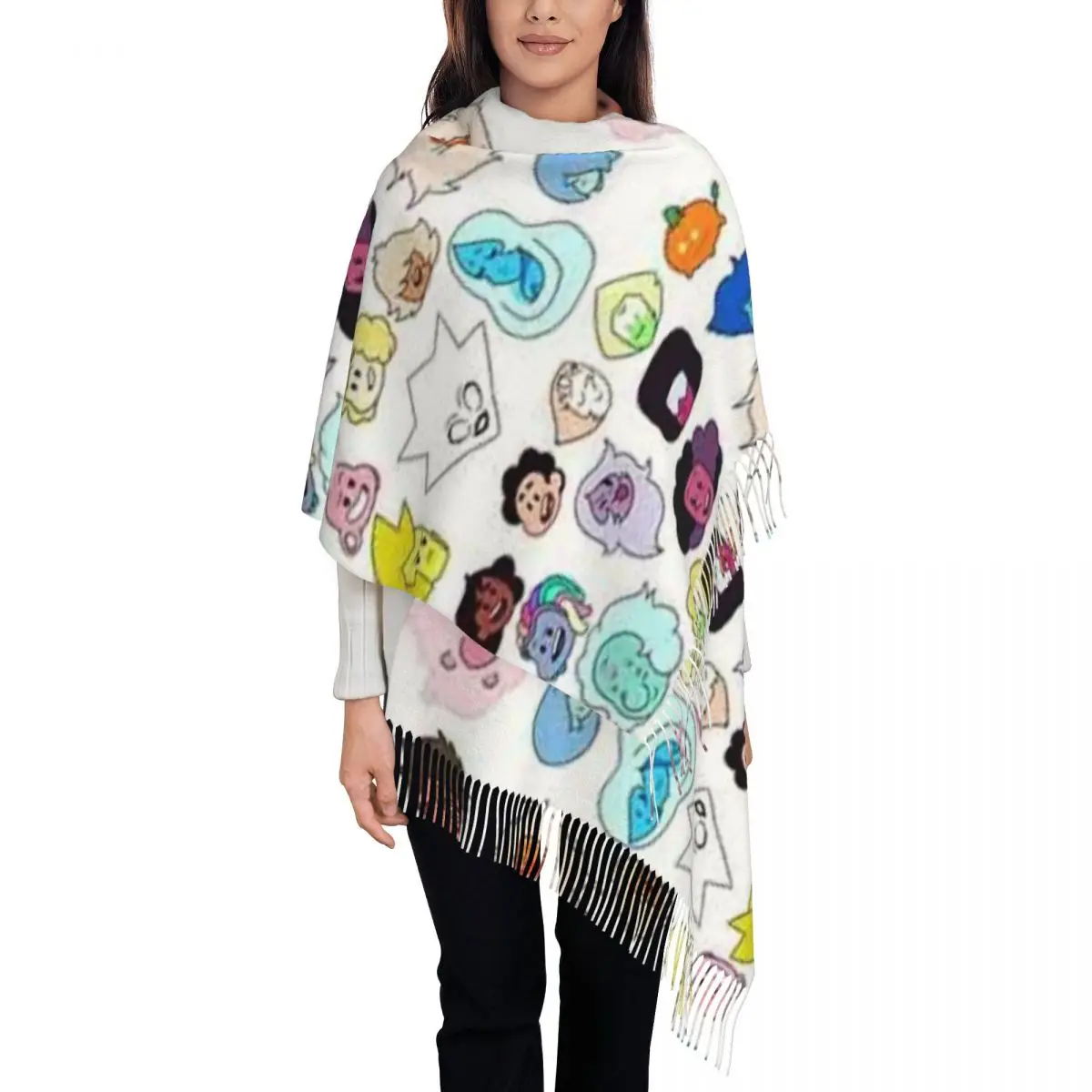 Стивен Вселенная шарф с головками шарфы кисточками женские мягкие теплые шали и