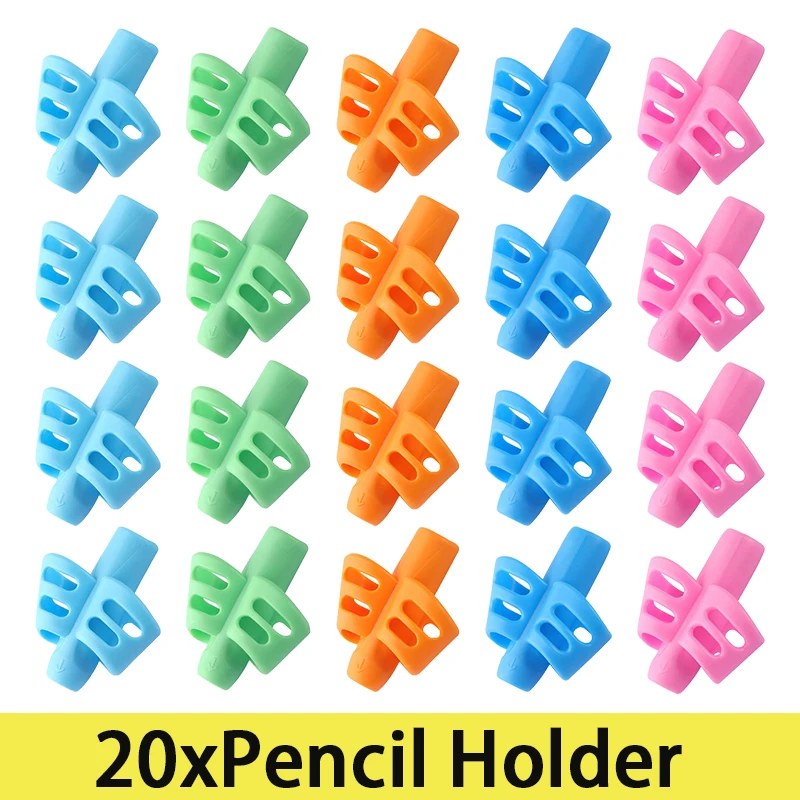 20Pcs Children Writing Pencil Pen Holder Kids Learning Practise Silicone Pen Aid Grip Posture Correction Device for Students