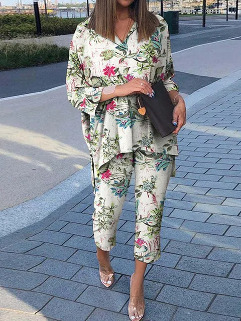 Vintage Floral Print Casual Outfits 