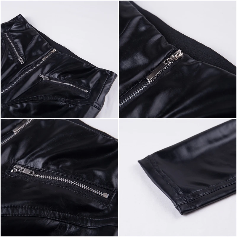 Пикантные леггинсы из искусственной кожи на молнии дизайнерские