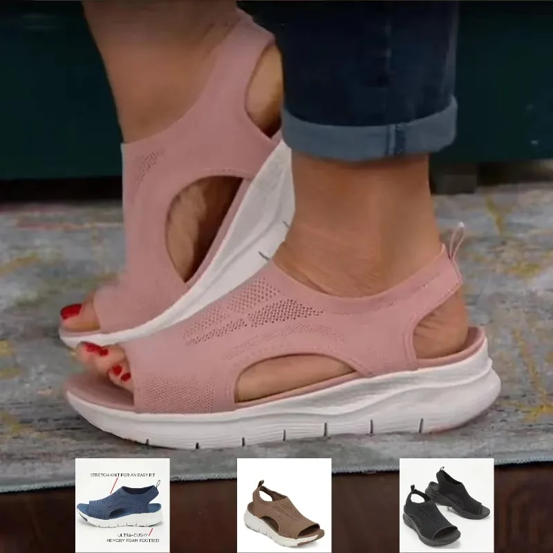 RALSWNAY/женские сандалии на плоском каблуке с сетчатым верхом в римском стиле