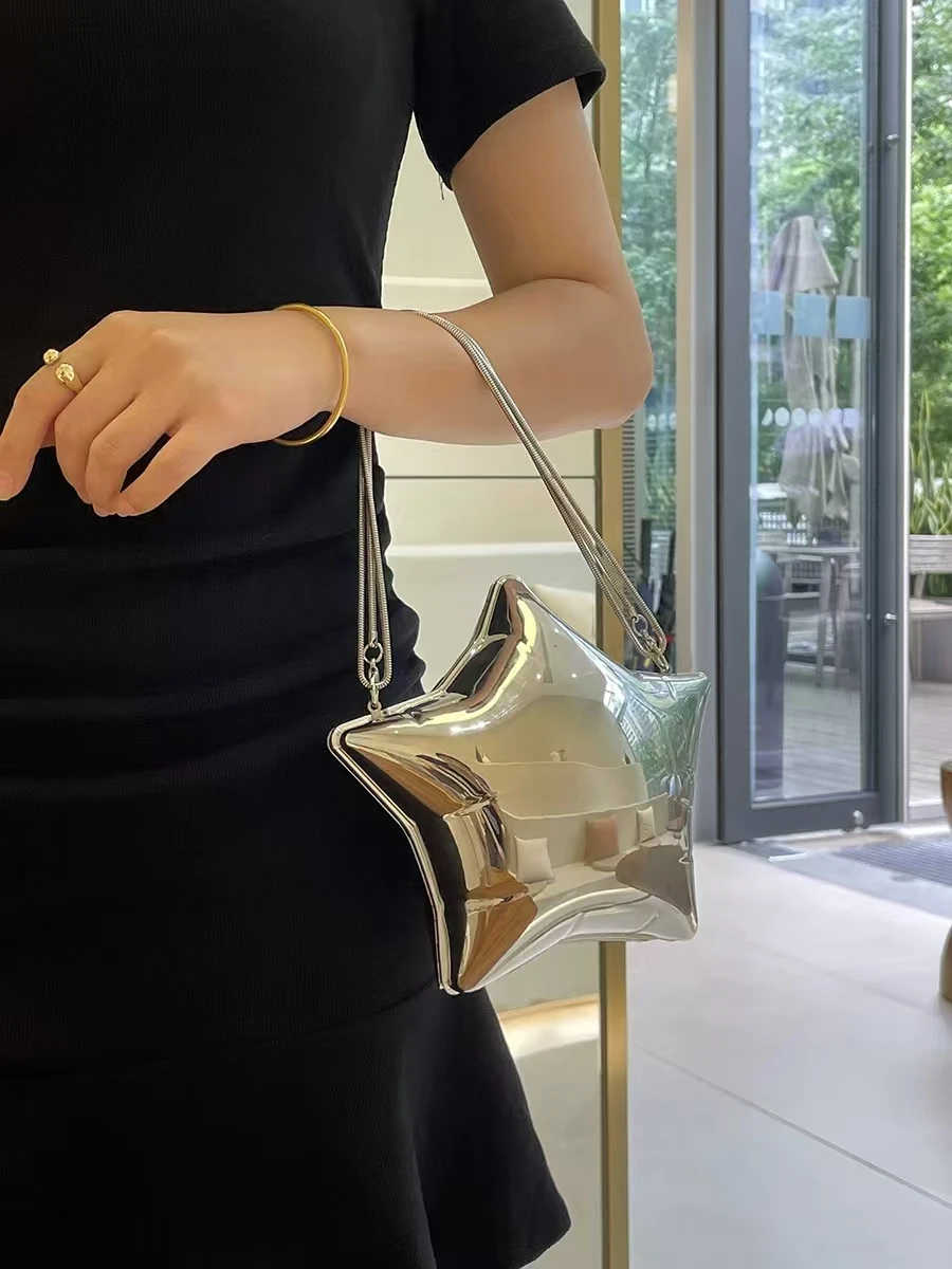 Милая красивая дизайнерская Золотая и серебряная цепочка женские вечерние сумки