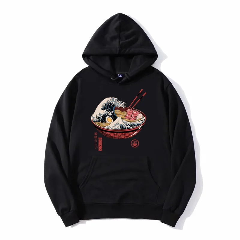 

Забавная Толстовка в японском винтажном стиле с принтом рамен, мужская хлопковая толстовка с капюшоном, повседневный крутой пуловер, уличная одежда