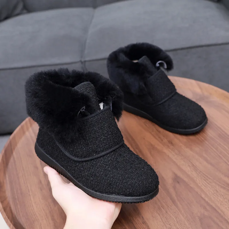 Новые зимние плюшевые и теплые женские высокие хлопковые сапоги шерстяные