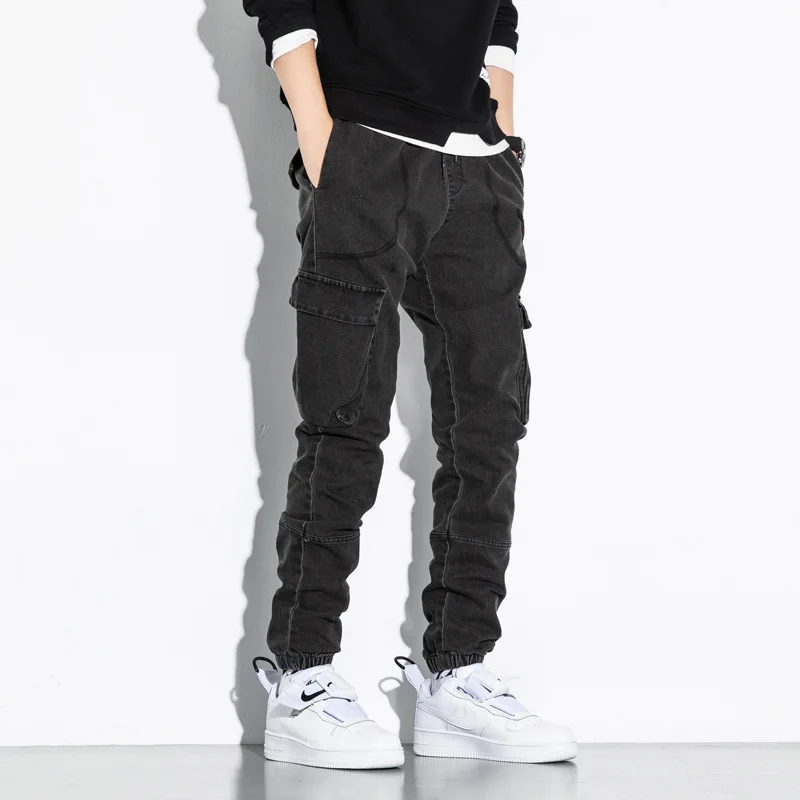 Jeans men's 2022 new autumn trendy brand slim-fitted workwear pants trendy all-match men's casual trousers