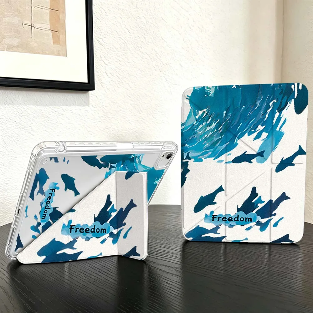 Фото Прозрачный Y-образный складной чехол для планшетов Blue Wave Cloud для iPad Mini Pro Air 5, 6, 7, 8, 9, 10, 11-го поколений, 9.7, 10.9, 13 дюймов №4