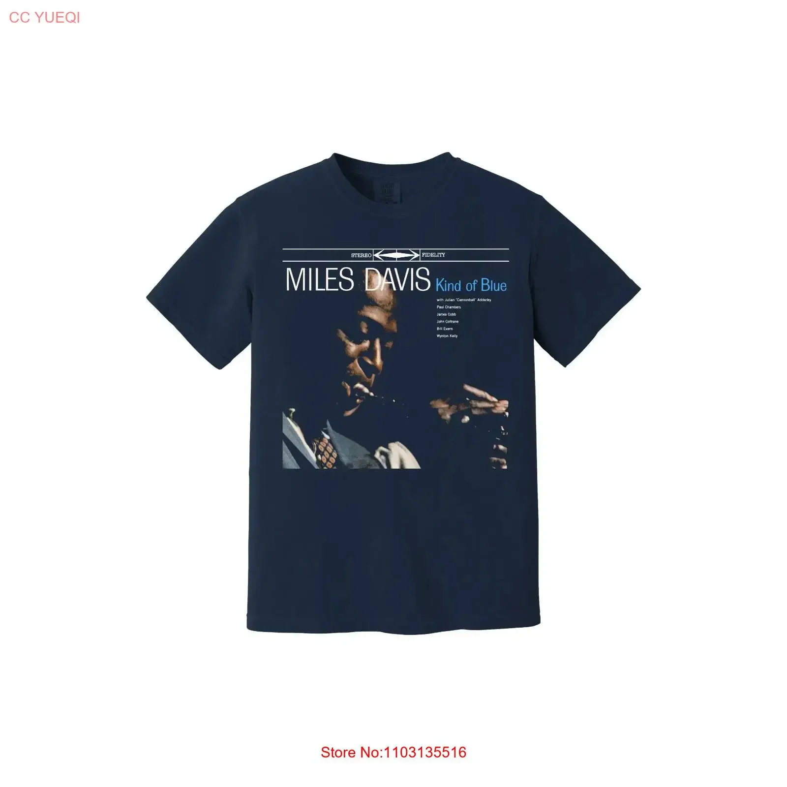 Фото Футболка Miles Davis Kind Of Blue Heavyweight T Shirt John Coltrane So What Note, винтажная, с эффектом потертости, удобная, стильная, повседневная №1