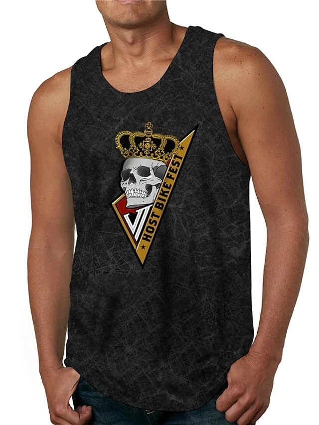 Майка мужская с круглым вырезом тенниска 3D-принтом майка без рукавов