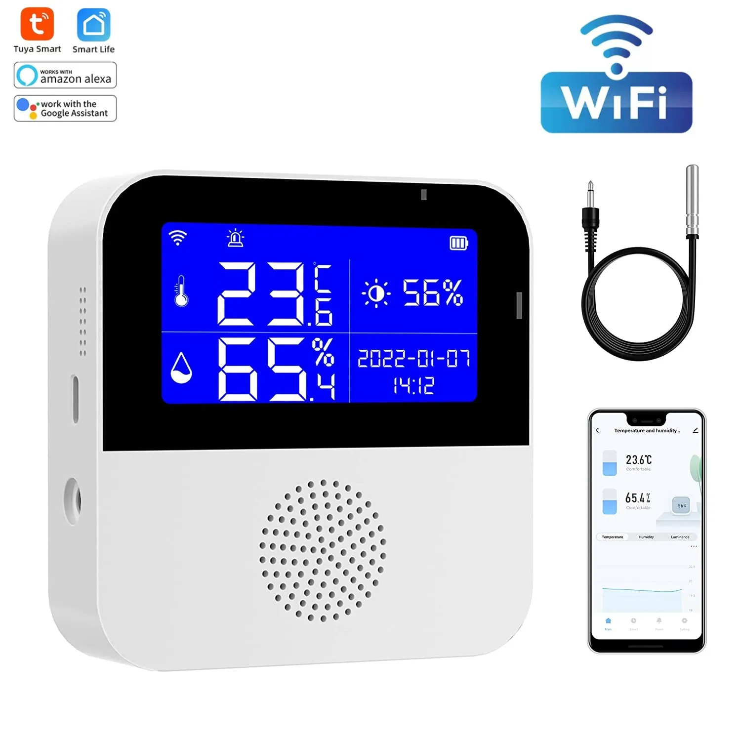 

Термометр-Гигрометр Tuya с Wi-Fi и ЖК-дисплеем