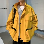 Куртка мужская демисезонная с капюшоном, однотонная, в стиле хип-хоп