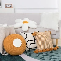 inyahome boho knitted round throw cushion case shaped modern neutral pillowcase for farmhouse bed couch home decor coussin