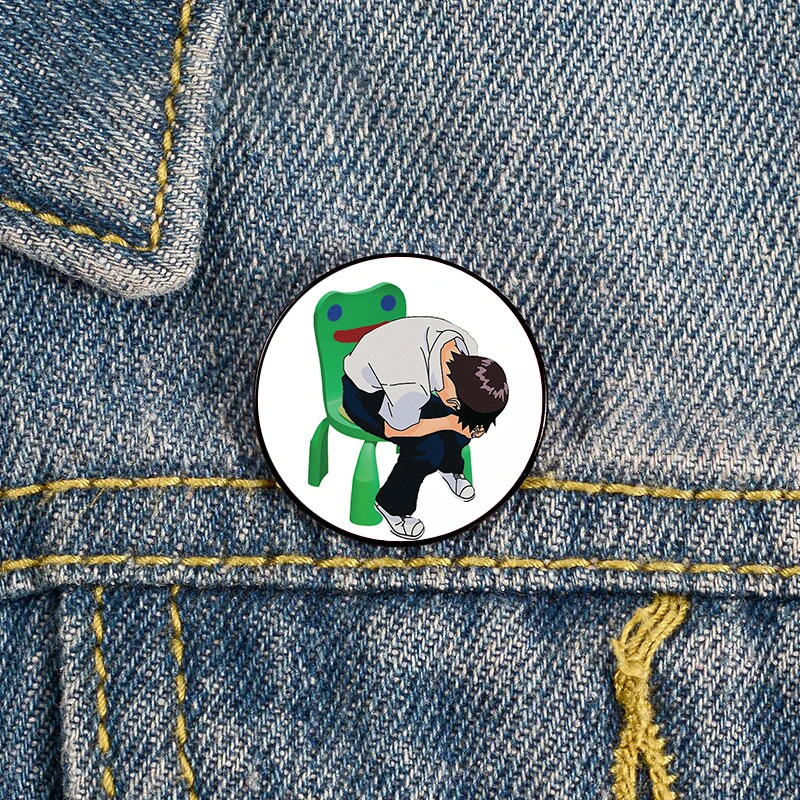 

Shinji Ikari in the Froggy Chair Pin Custom Brooches Shirt Lapel teacher tote Bag backpacks Badge gift brooches pins for women