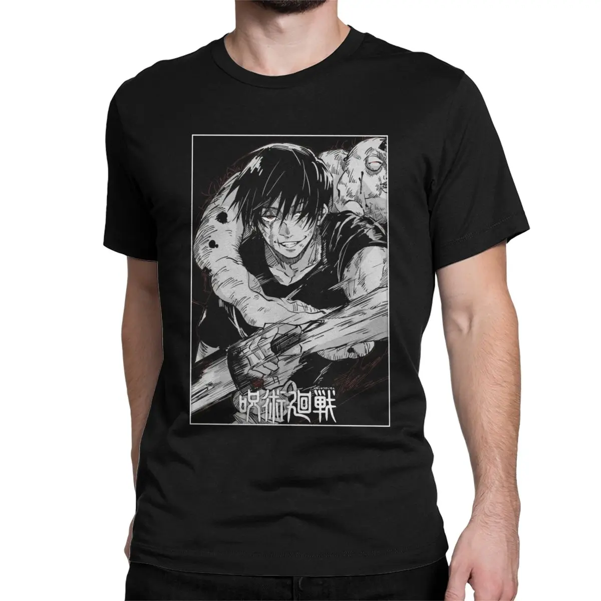 

Мужская и женская футболка с принтом манги, из натурального хлопка
