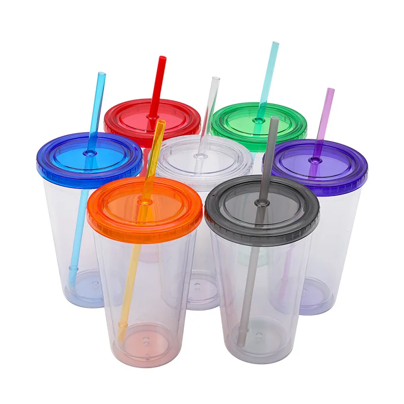 

Двойная пластиковая соломенная чашка, вертикальная чашка с логотипом, фиксируемая цветная прозрачная чашка для холодных напитков, портативная чашка для воды, Прямая поставка бутылок