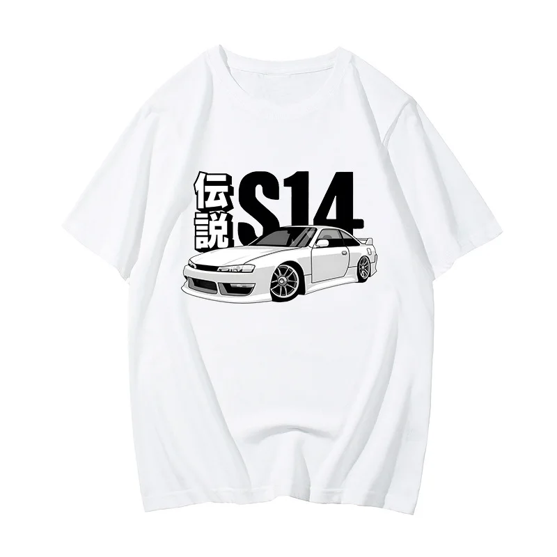 

Men's Y2k T-Shirt Japan Racing Graphic T Shirts with Car Print Summer Short Sleeves Balck Clothing Streetwear Tops White Tees