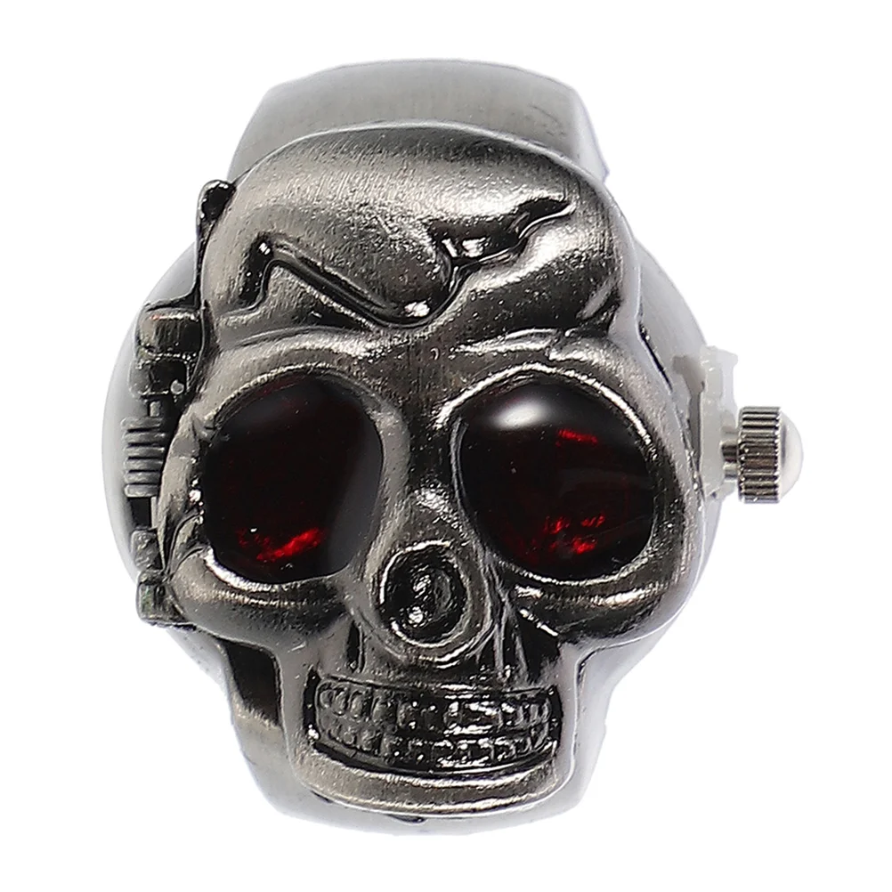 

Flipping Ring Watch Ghost Head Electronic Retro Simple Finger Zinc Alloy Decorative Miss