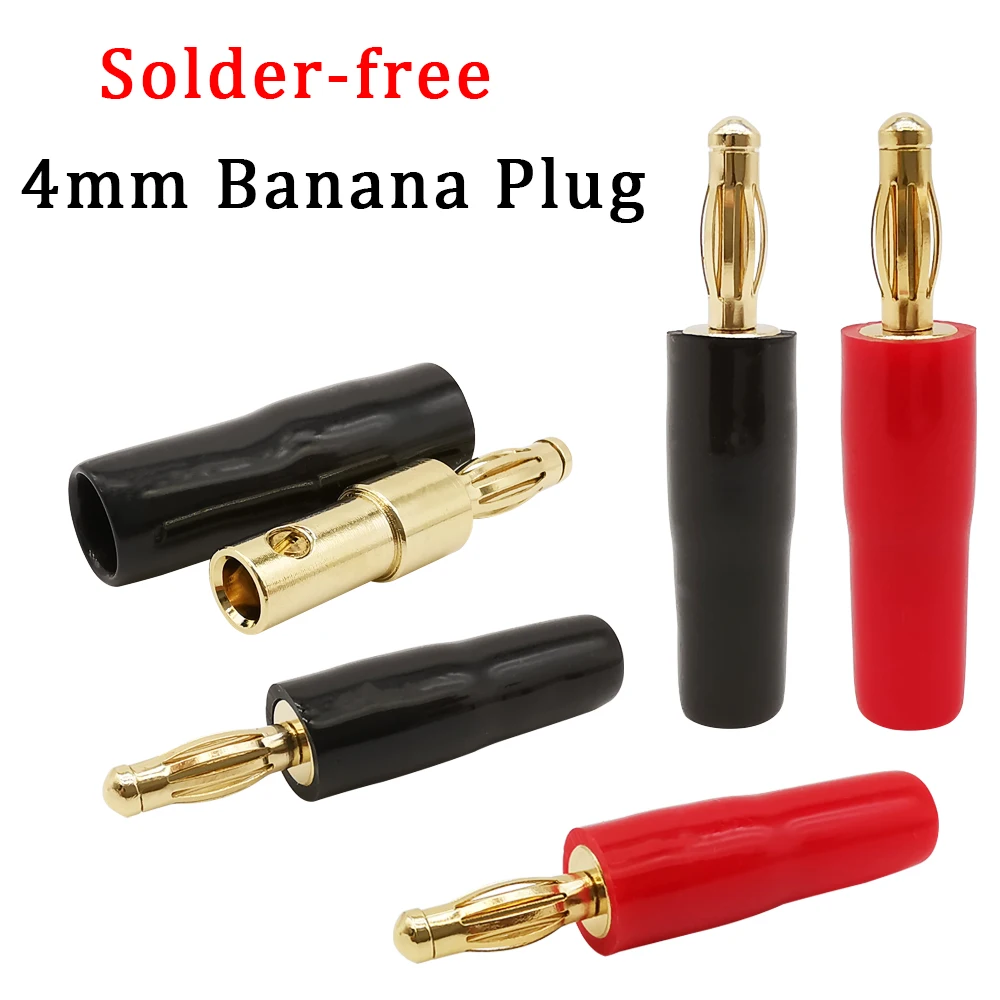 2 шт. 4 мм штекер банана для динамика, аудиокабель, Соединитель с силиконовой мягкой оболочкой, не требующий припоя, 4 мм переходник для вилки банана