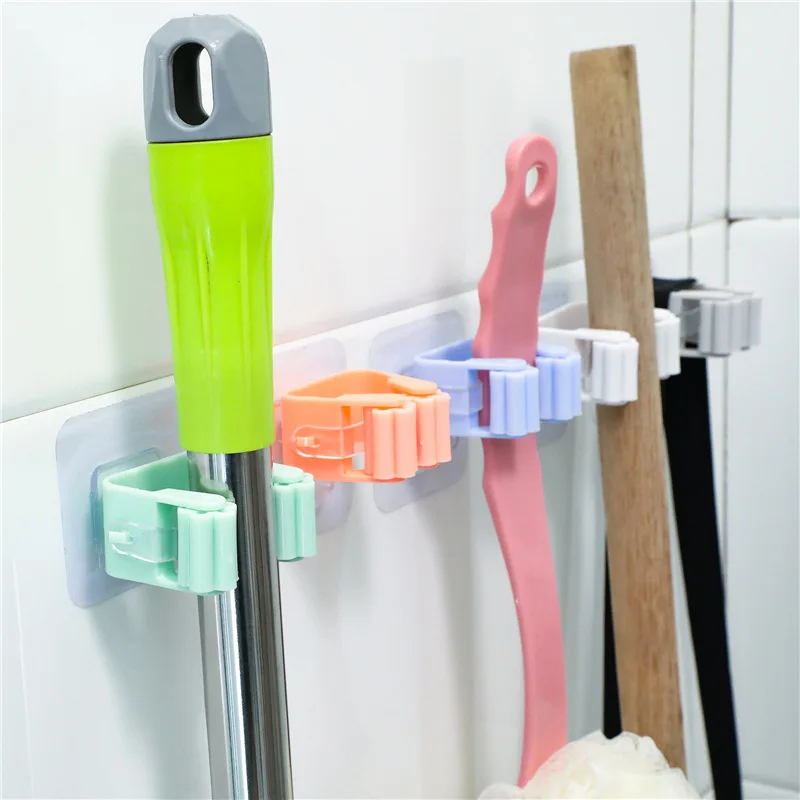 

Wall Mounted Mop Organizer Holder Brush Broom Hanger Home Storage Rack Bathroom Suction Hanging Pipe Hooks Household Tools home
