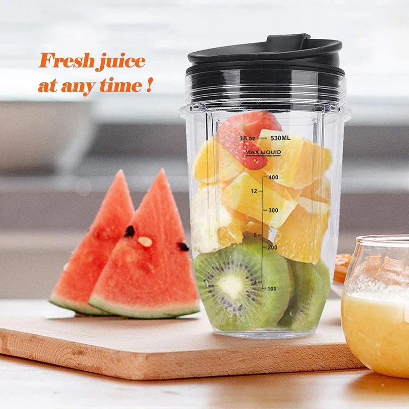 2 Pcs 18Oz Replacement Ninja Blender Cups with Lid for Auto IQ BL480 BL642 BL450 BL682 BL490 BL640 BL680