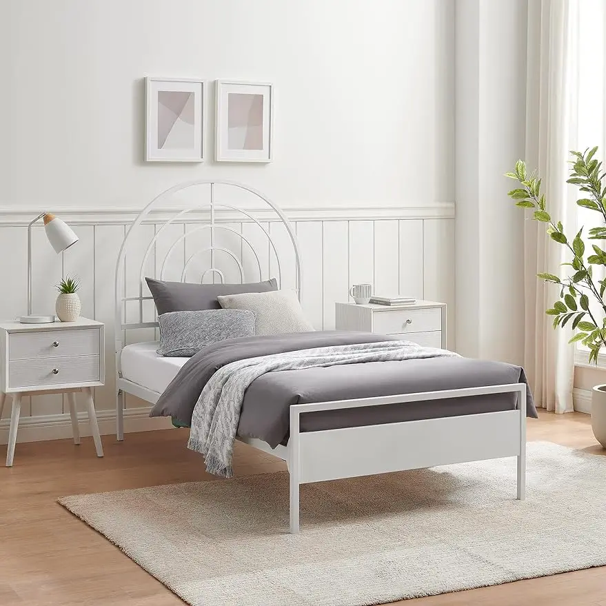 

Уокер Эдисон Cama современная металлическая Середина века арочная платформа двойная кровать рама, двойная, белая