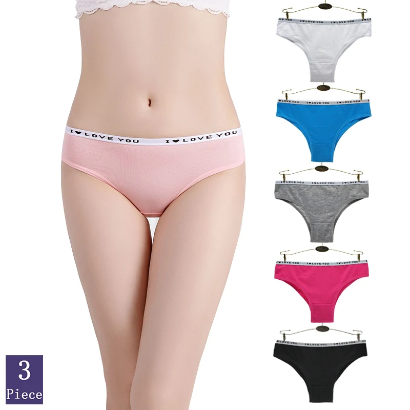 

3pcs/Set Woman Panties Cotton Underwear Soft Comfortable Low Waist Cute Girl Briefs Fashion Solid Color Style Sexy Lady Lingerie