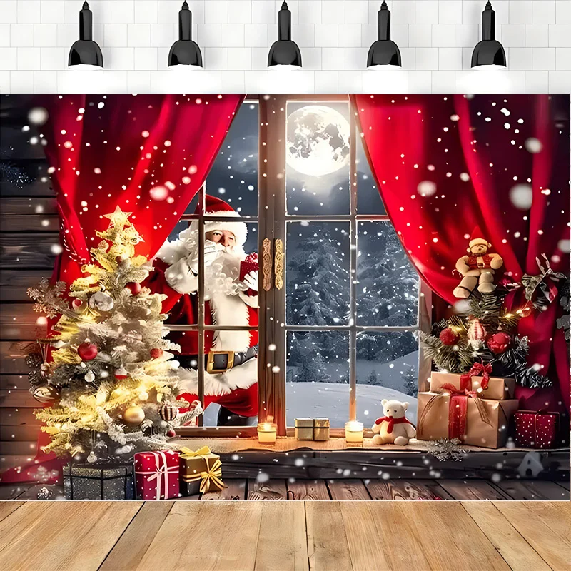 Christmas Day Flower Wreath Photography Backdrops Props Indoor Decoration Winter Wonderful Xmas Eve New Year Background RD-50