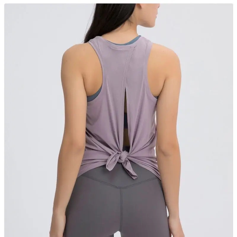 Women's Sleeveless Yoga Shirts Fitness Sports Tank Tops Back Splits Plus Size Loose Breathable T-shirts Gym Workout Sportswear