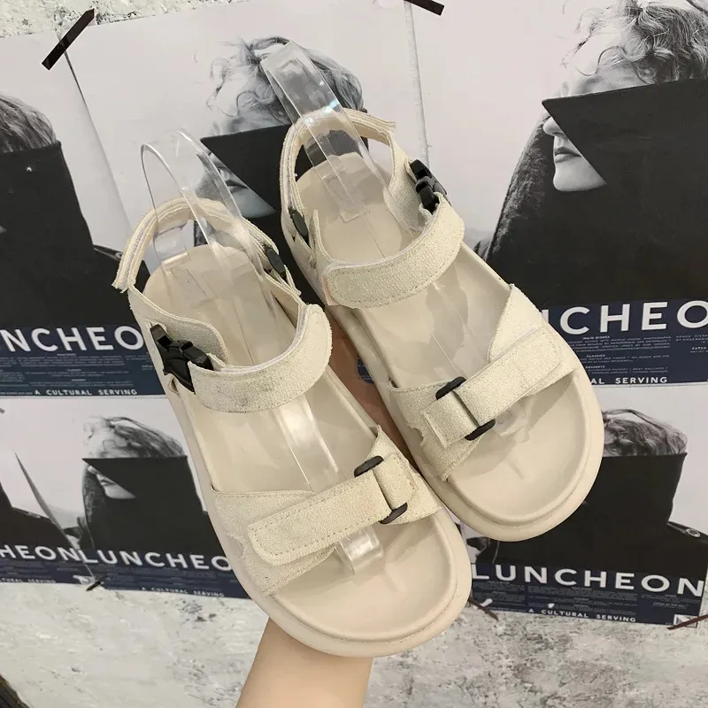 

Сандалии женские на платформе, модные пляжные повседневные корейские спортивные туфли на липучке, в стиле Харадзюку, римские гладиаторы, го...