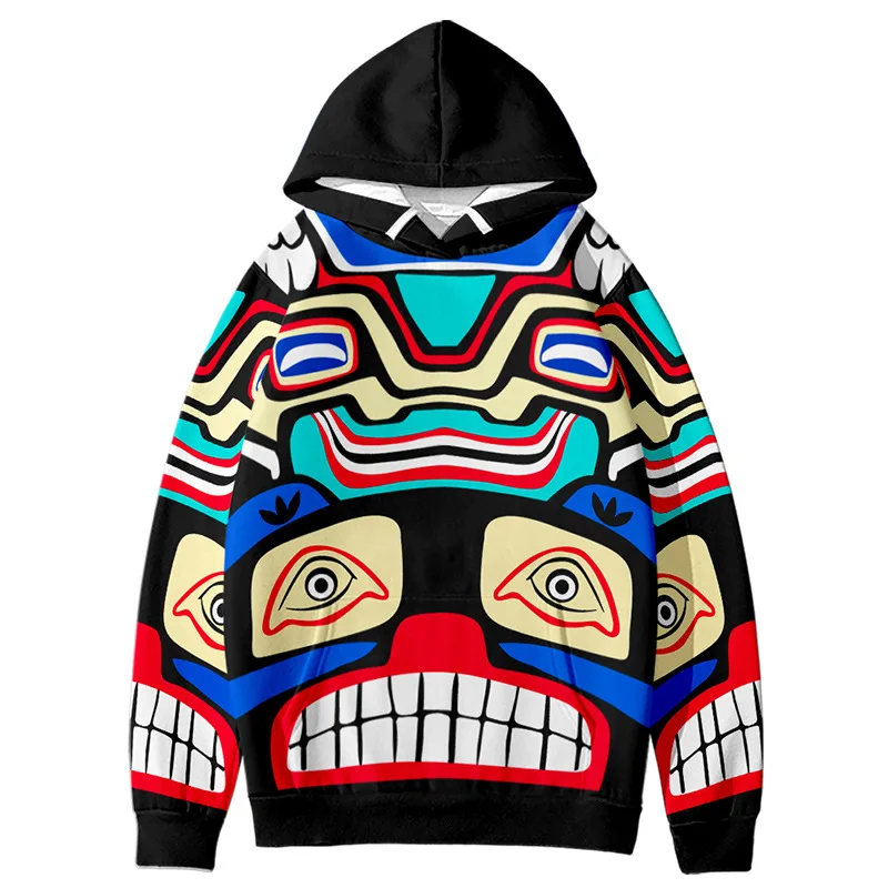 

Autumn and Winter New Men's and Women's Sweaters Animation Color 3D Digital Printing Hooded Sweaters Plush Casual Loose Sweaters