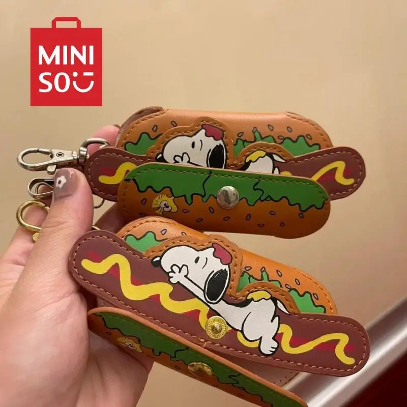 Анимационные фильмы Snoopy Kawaii аниме Miniso сумка для ключей из ПУ мини Компактная и