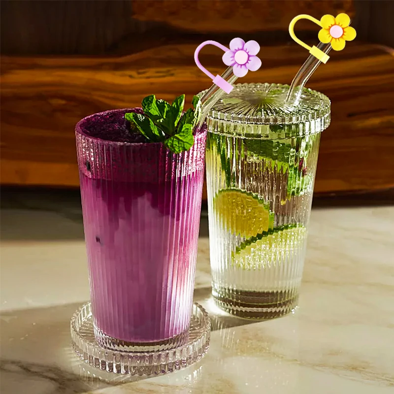 Красивые стеклянные чашки для воды чая вертикальные полосатые дорожная кофейная