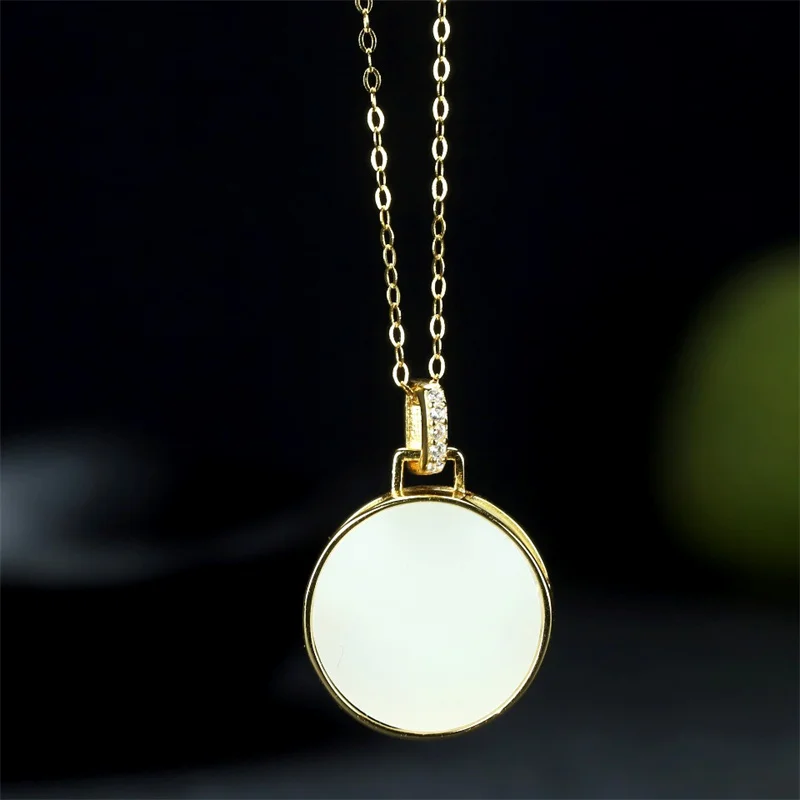 

Hot Selling Natural Hand-carve 925 Silver Ancient Gold Hetian Jade Necklace Pendant Fashion Jewelry Men Women Luck Gifts1