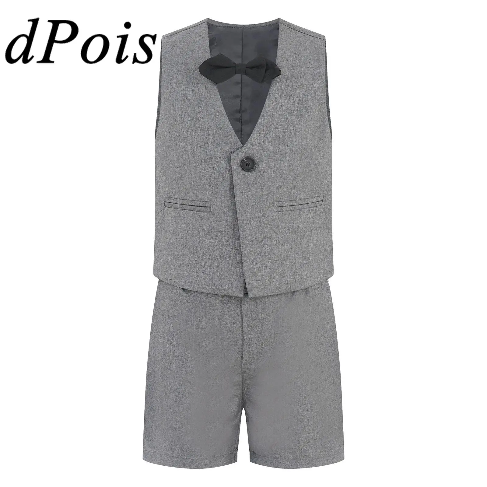 

Костюм джентльменский для мальчиков, жилетка и шорты, женская школьная форма на день рождения, комплекты одежды для крещения и крещения