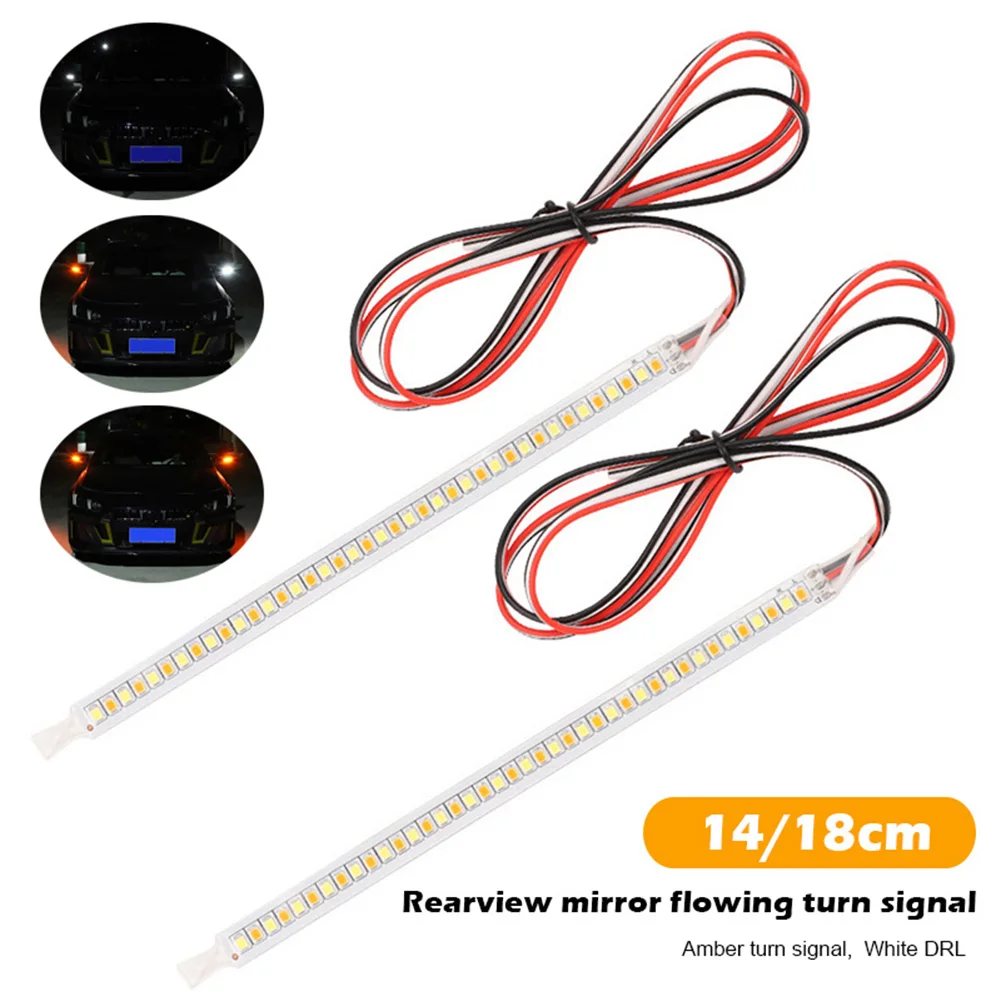 Купи 2PCS Car Rearview Mirror Indicator Lamp 14/18cm Flexible LED Flowing Turn Signal Light Strip DRL Dynamic Driving Lamp Auto Parts за 195 рублей в магазине AliExpress