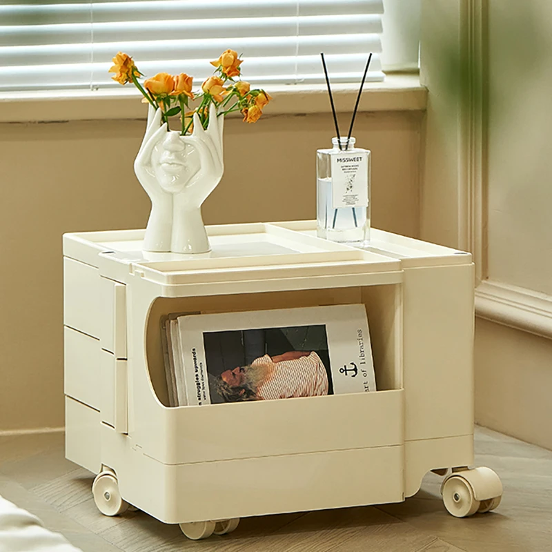 

Пластиковый белый прикроватный столик, простой портативный прикроватный столик с ящиками в скандинавском стиле, домашняя мебель