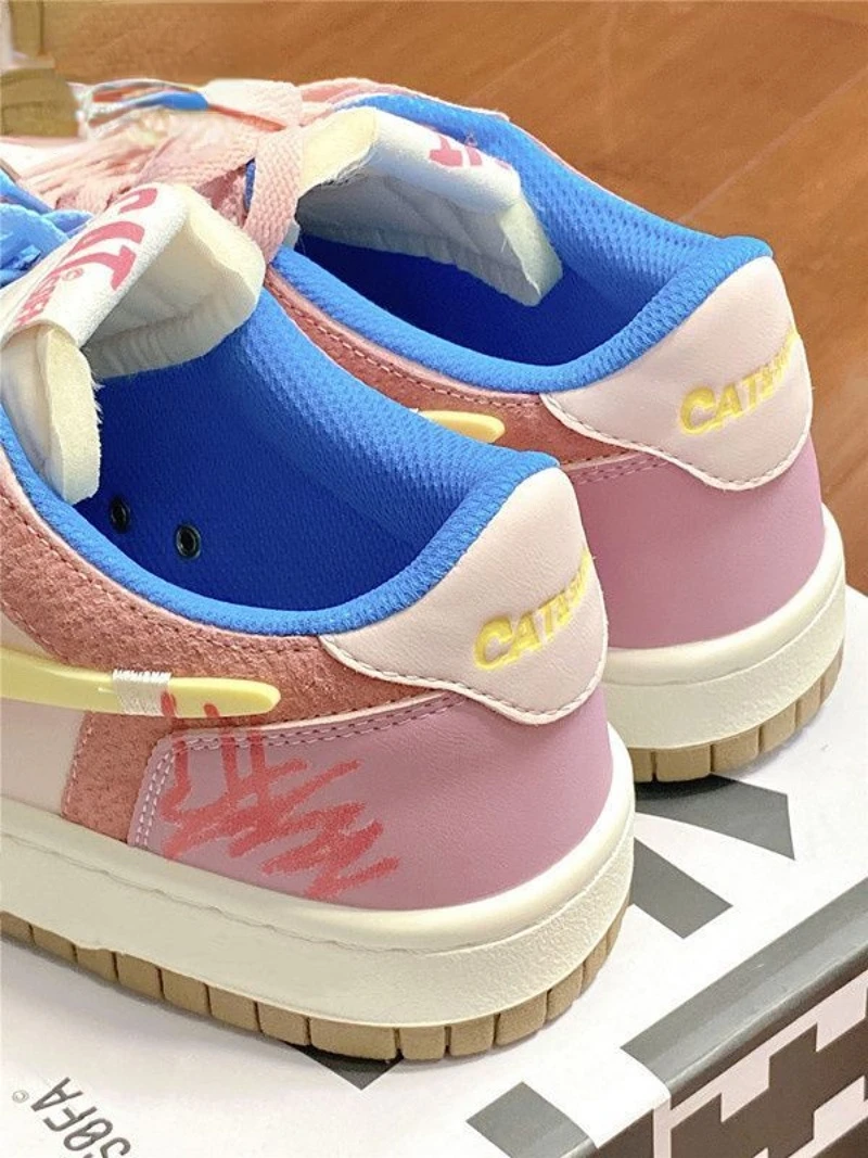 SHANPA Love Sunflower Skateboard Shoes for Women Ins Trendy Shoes All-match Student Sports Leisure Skate Shoes Zapatillas Mujer