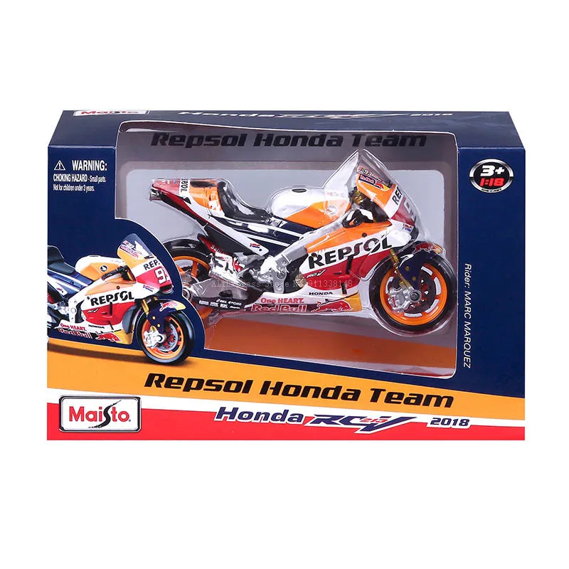 Гоночная литейная модель мотоцикла Maisto 1:18 Repsol Honda Team RC213V 2018 #93 Марк маркер Moto GP