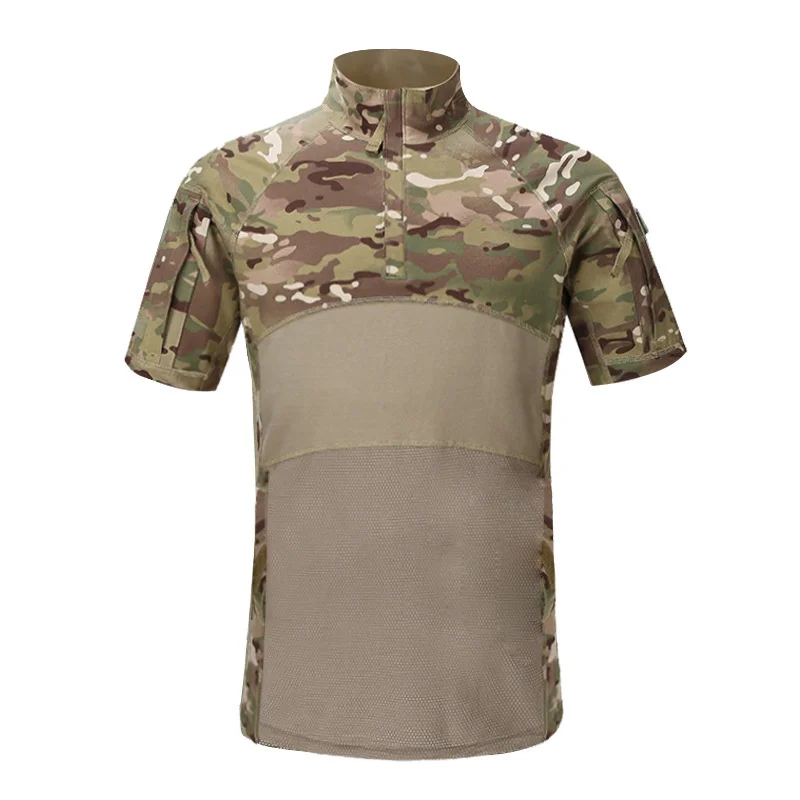 

Футболка мужская тактическая камуфляжная, эластичная армейская рубашка в стиле милитари, хлопковая одежда для охоты с длинным рукавом, на лето